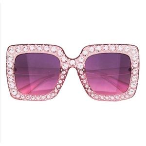 NWT! UV 400 Oversized Pink Bling Bling Sunglasses